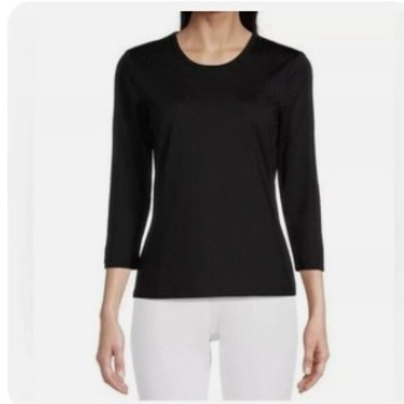 J.McLaughlin Womens Catalina Cloth black medium Classic Signature 3/4 Sleeve Top - Picture 1 of 11